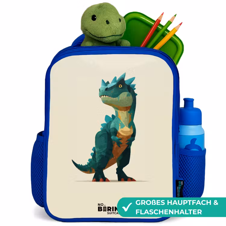 Dino - Dier - Groen Kinderrugzak - Blauw middel -inhoud_DE