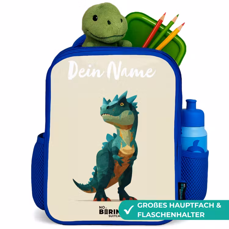 Dino - Dier - Groen Kinderrugzak - Blauw middel -inhoud_DE