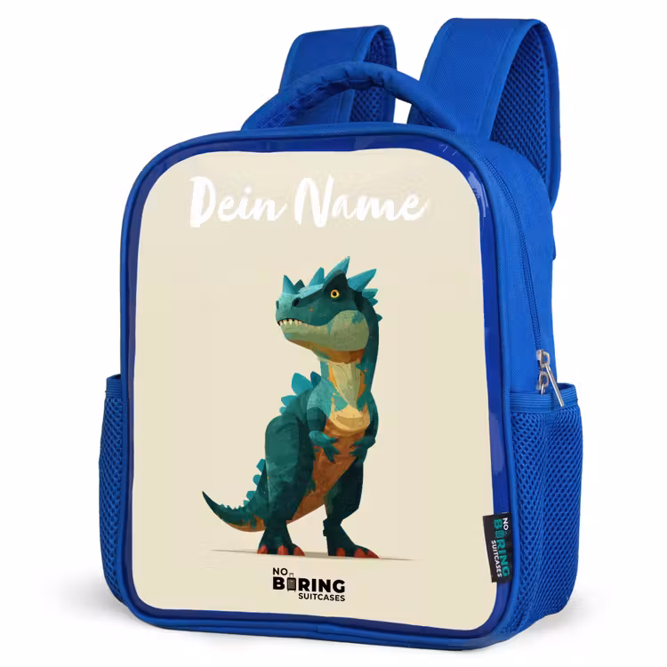 Dino - Dier - Groen Kinderrugzak - Blauw middel -schuin