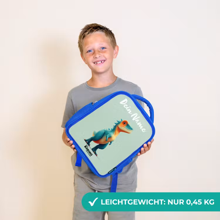 Dino - Dier - Groen - Oranje Kinderrugzak - Blauw middel -sfeer1_DE