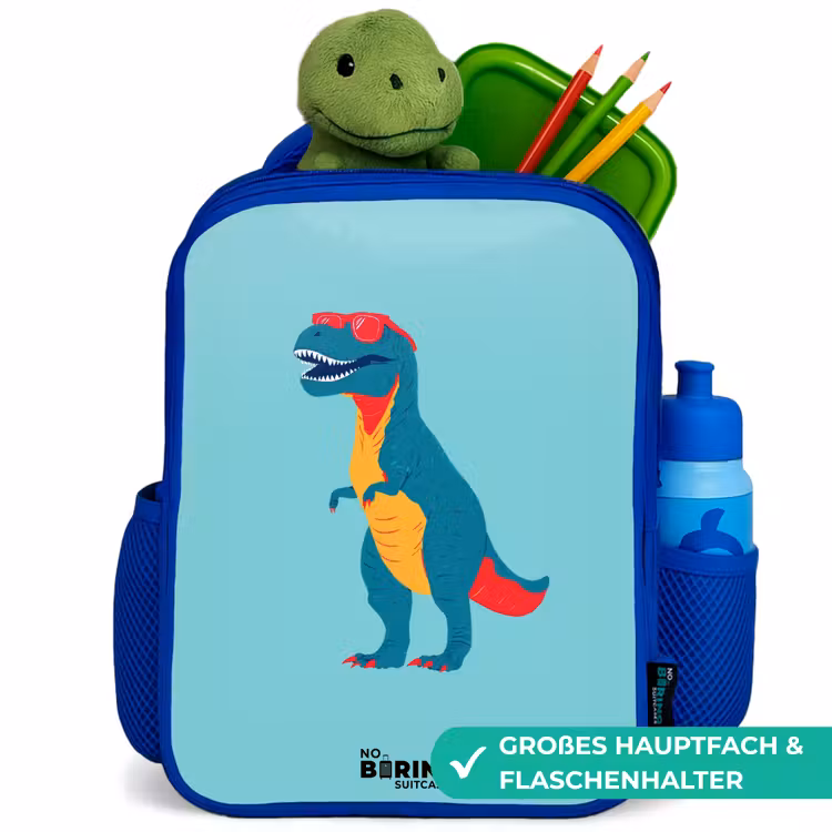 Dino - Dier - Zonnebril Kinderrugzak - Blauw middel -inhoud_DE