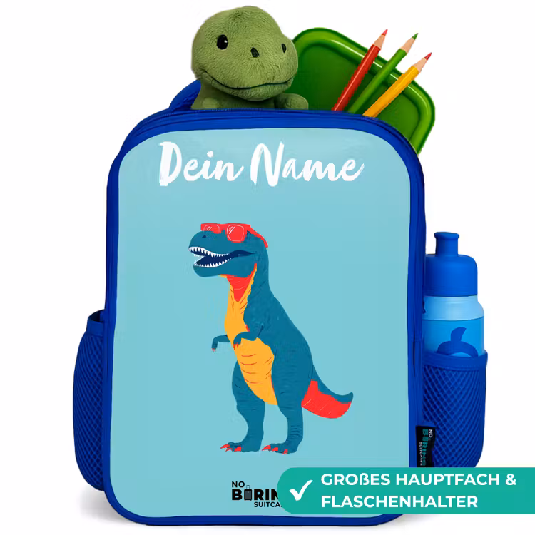 Dino - Dier - Zonnebril Kinderrugzak - Blauw middel -inhoud_DE