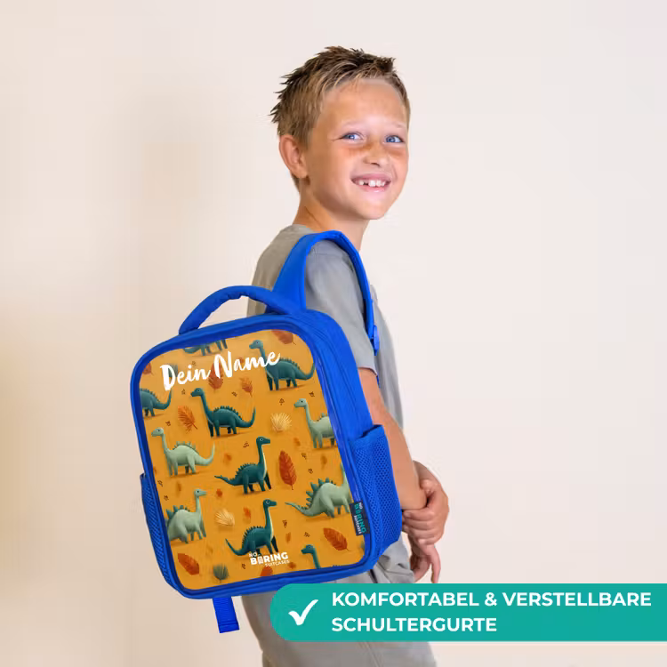 Dino - Dieren - Patroon Kinderrugzak - Blauw middel -sfeer3_DE