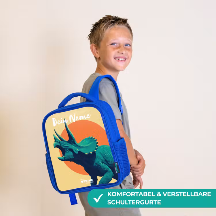 Dino - Triceratops - Dier Kinderrugzak - Blauw middel -sfeer3_DE