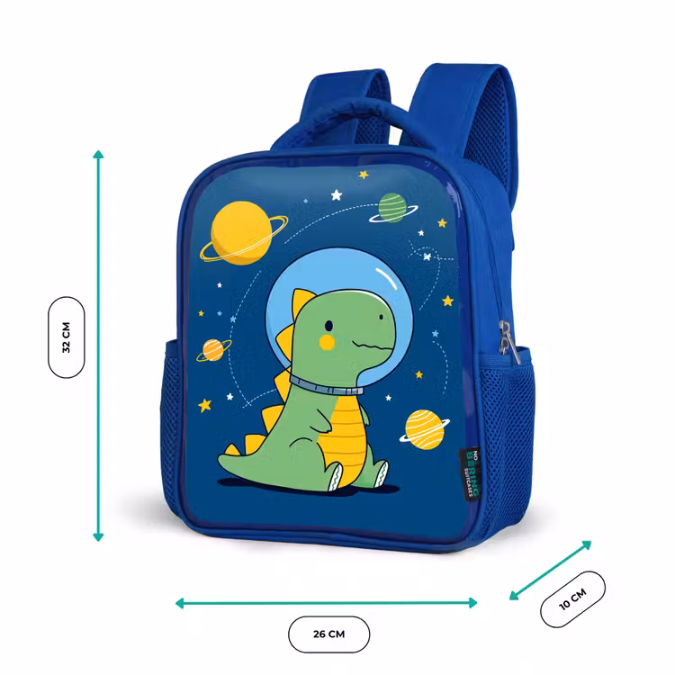 Dino - Ruimte - Planeten Kinderrugzak - Blauw middel -productfoto_formaten