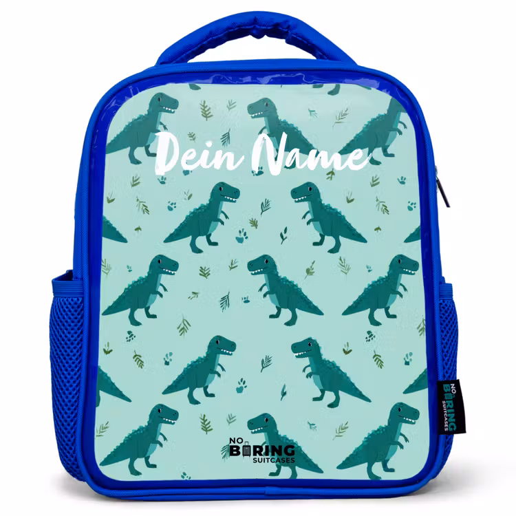 Dinos - Patroon - Groen Kinderrugzak - Blauw middel -3d