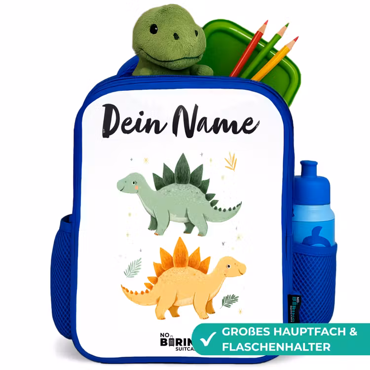 Dinos - Dieren - Groen - Oranje Kinderrugzak - Blauw middel -inhoud_DE