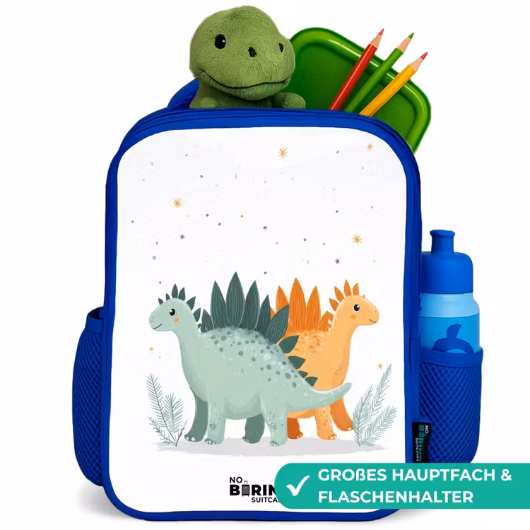 Dinos - Dieren - Sterren Kinderrugzak - Blauw middel -inhoud_DE