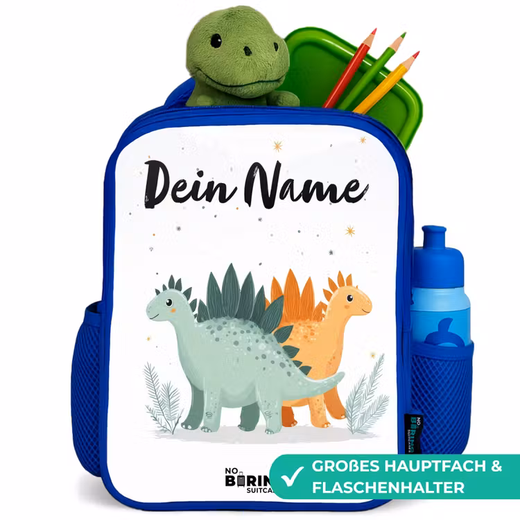 Dinos - Dieren - Sterren Kinderrugzak - Blauw middel -inhoud_DE