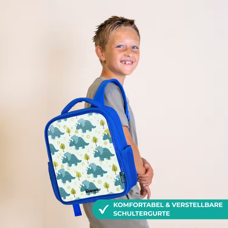 Dinos - Patroon - Natuur Kinderrugzak - Blauw middel -sfeer3_DE