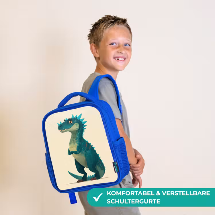 Dinosaurus - Turquoise - Stekels Kinderrugzak - Blauw middel -sfeer3_DE