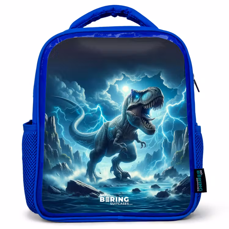 Donderslagdino Kinderrugzak - Blauw middel -3d