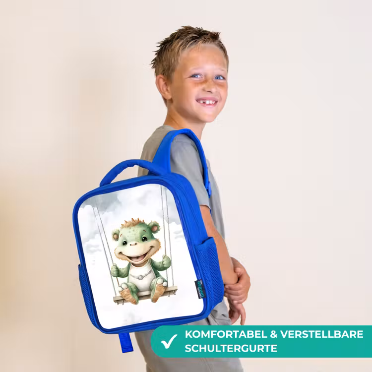 Draak - Baby dier - Kinderen Kinderrugzak - Blauw middel -sfeer3_DE