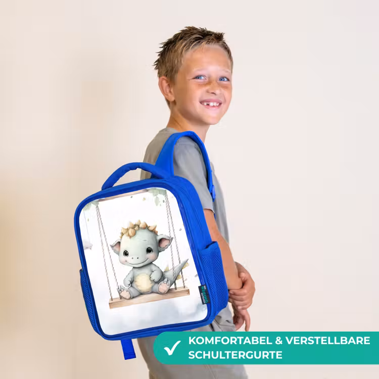 Draak - Baby dier - Kinderen Kinderrugzak - Blauw middel -sfeer3_DE