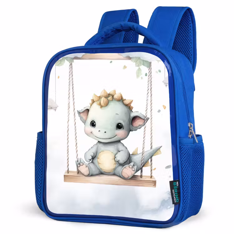 Draak - Baby dier - Kinderen Kinderrugzak - Blauw middel -schuin