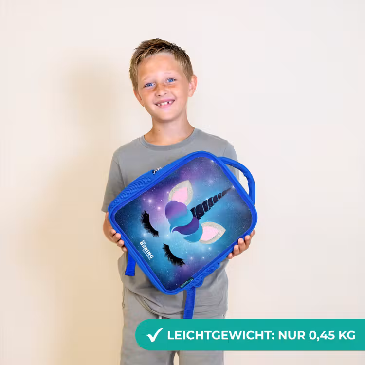 Eenhoorn op een sterrenhemel achtergrond Kinderrugzak - Blauw middel -sfeer1_DE