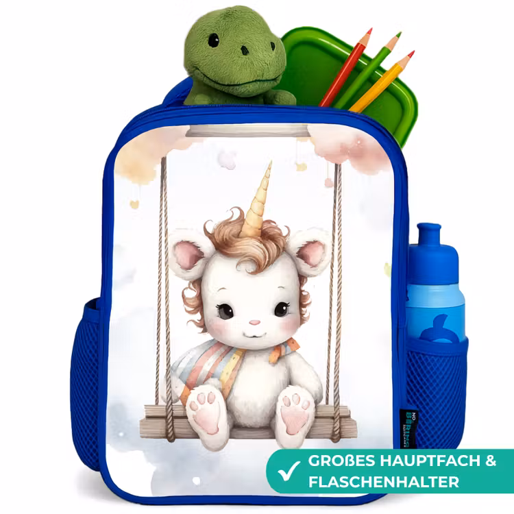 Eenhoorn - Dier - Kinderen - Unicorn Kinderrugzak - Blauw middel -inhoud_DE
