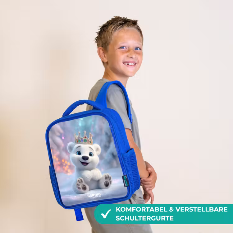 IJsbeer - Kroon - Winter Kinderrugzak - Blauw middel -sfeer3_DE