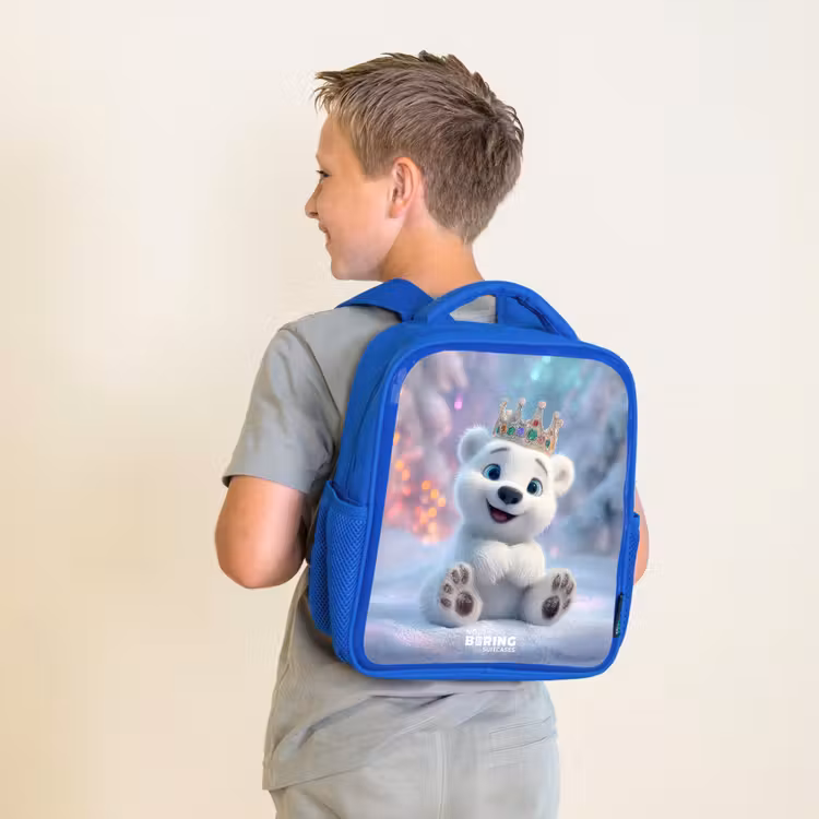 IJsbeer - Kroon - Winter Kinderrugzak - Blauw middel -sfeer2