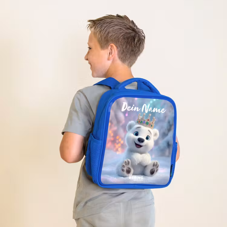 Ijsbeer - Kroon - Winter Kinderrugzak - Blauw middel -sfeer2