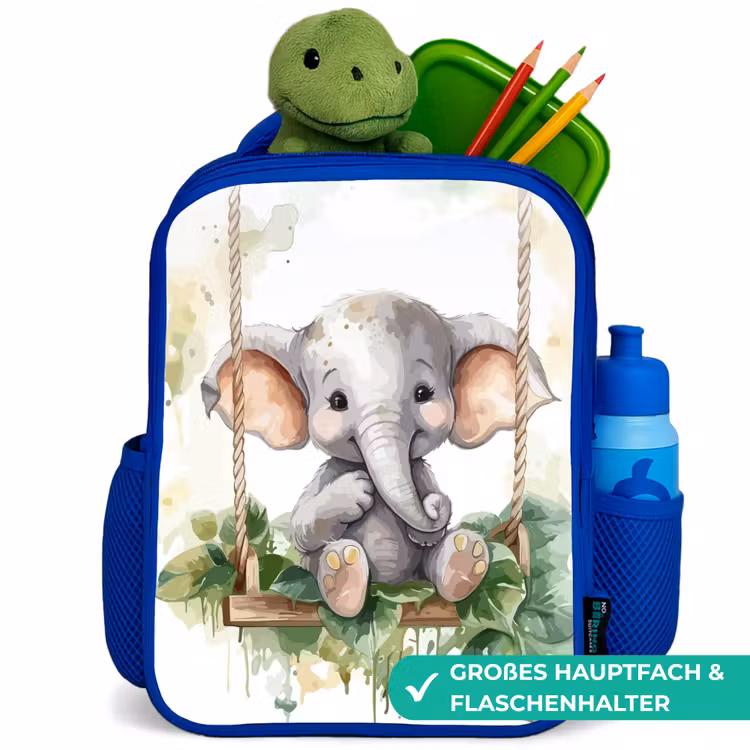 Olifant - Dier - Kinderen - Jungle Kinderrugzak - Blauw middel -inhoud_DE