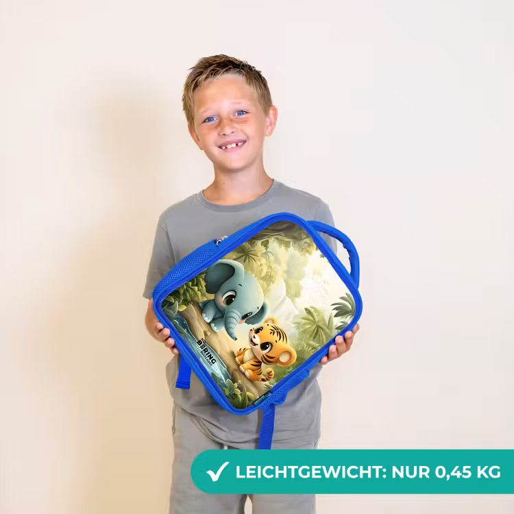 Olifant - Tijger - Bos - Jungle Kinderrugzak - Blauw middel -sfeer1_DE