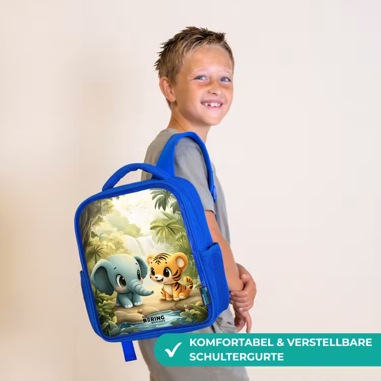 Olifant - Tijger - Bos - Jungle Kinderrugzak - Blauw middel -sfeer3_DE