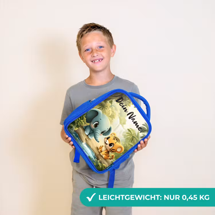 Olifant - Tijger - Bos - Jungle Kinderrugzak - Blauw middel -sfeer1_DE