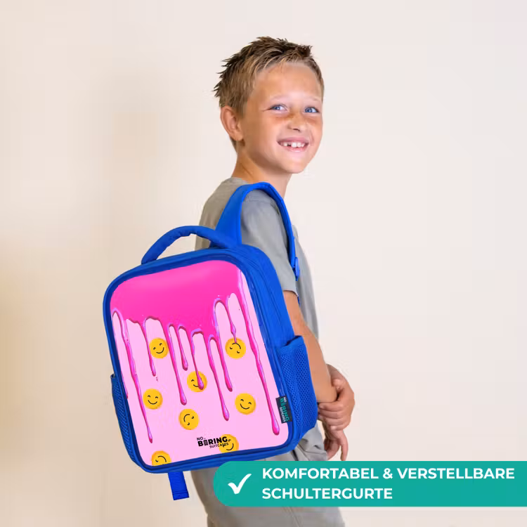 Verf - Smiley - Roze Kinderrugzak - Blauw middel -sfeer3_DE