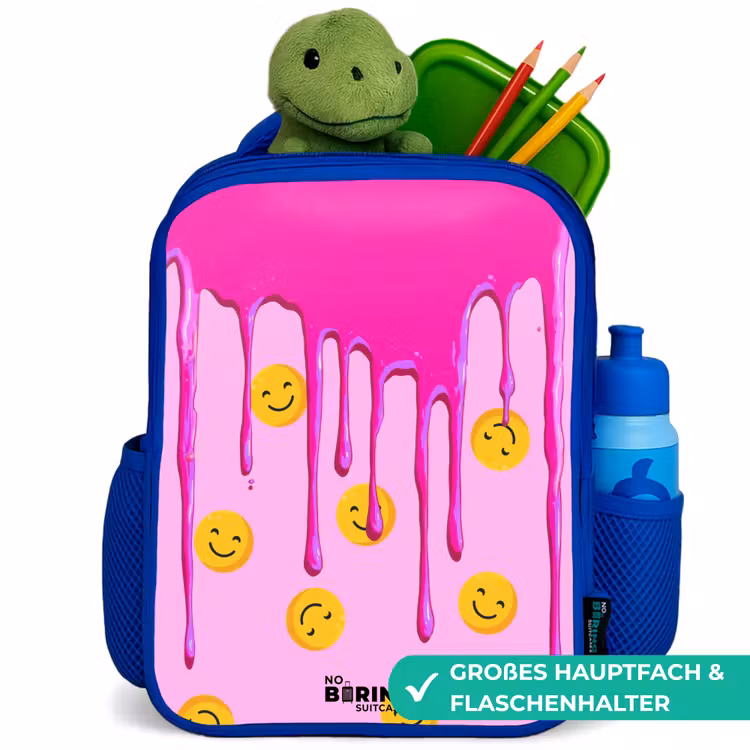 Verf - Smiley - Roze Kinderrugzak - Blauw middel -inhoud_DE