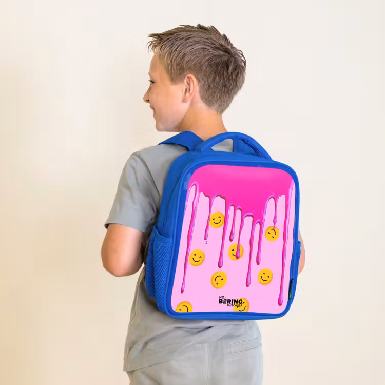 Verf - Smiley - Roze Kinderrugzak - Blauw middel -sfeer2