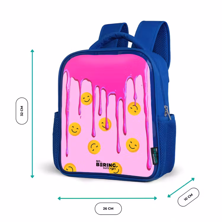 Verf - Smiley - Roze Kinderrugzak - Blauw middel -productfoto_formaten