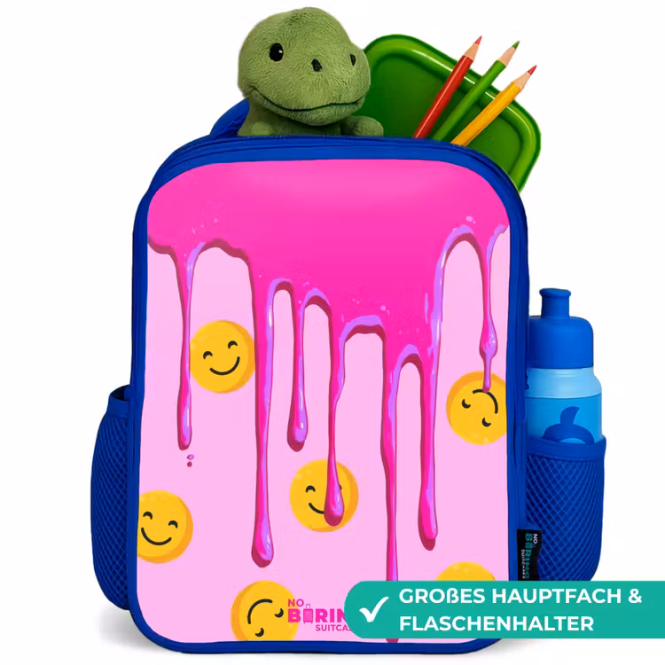 Verf - Smiley - Roze Kinderrugzak - Blauw middel -inhoud_DE