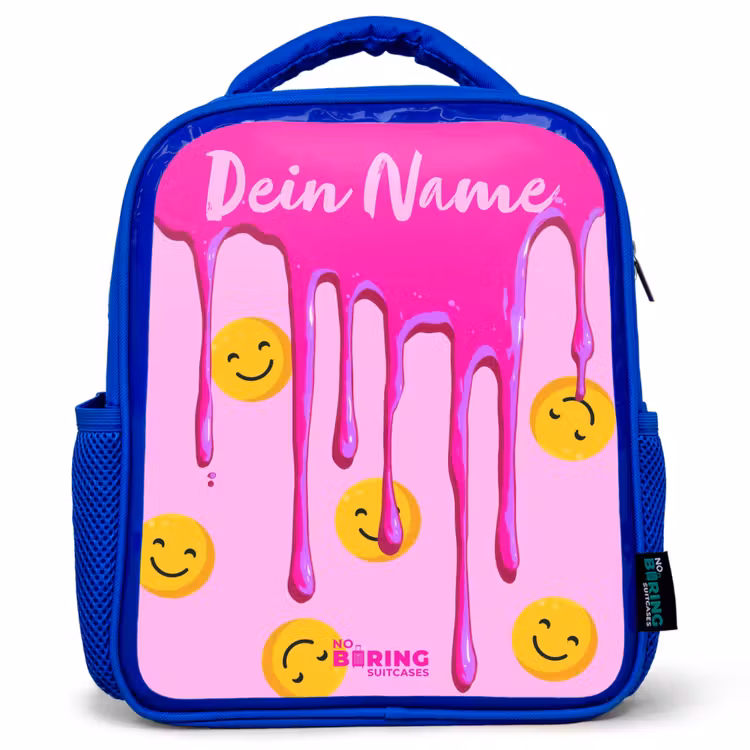 Verf - Smiley - Roze Kinderrugzak - Blauw middel -3d