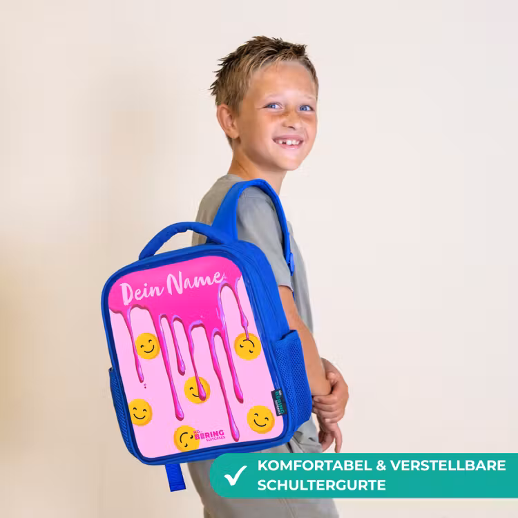 Verf - Smiley - Roze Kinderrugzak - Blauw middel -sfeer3_DE