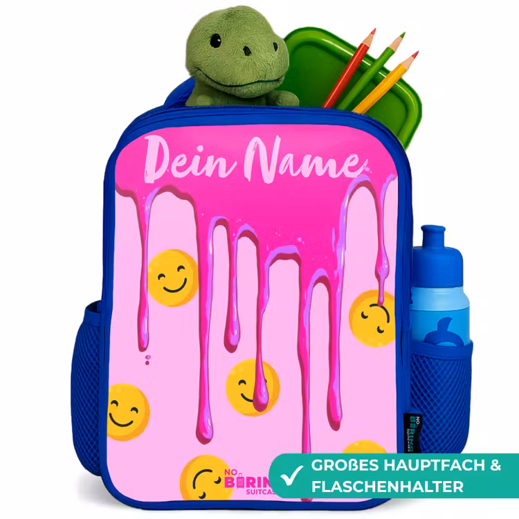 Verf - Smiley - Roze Kinderrugzak - Blauw middel -inhoud_DE