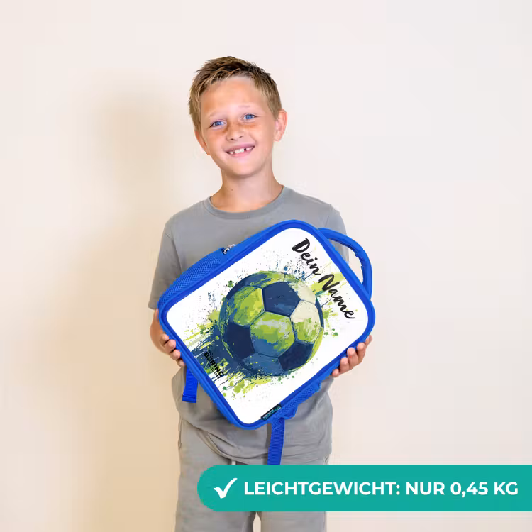 Voetbalvibes - Verf - Groen - Blauw Kinderrugzak - Blauw middel -sfeer1_DE