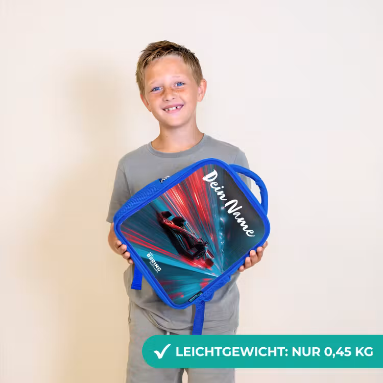 Formule 1 - Raceauto - Rood - Neonverlichting Kinderrugzak - Blauw middel -sfeer1_DE