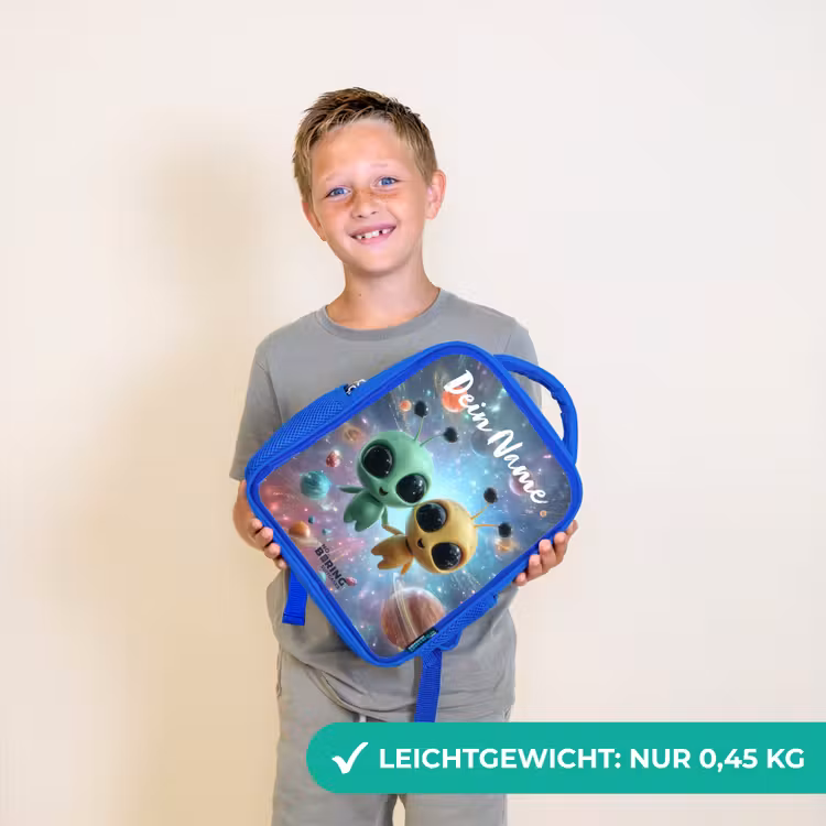 Vrolijke buitenaardse vrienden Kinderrugzak - Blauw middel -sfeer1_DE