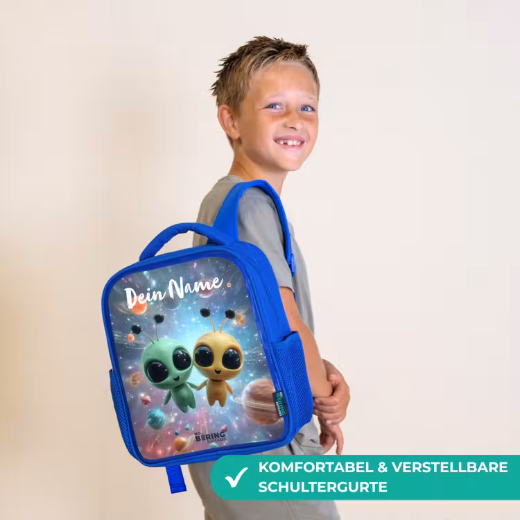 Vrolijke buitenaardse vrienden Kinderrugzak - Blauw middel -sfeer3_DE