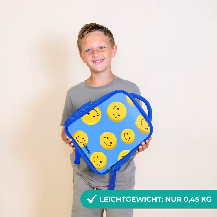 Vrolijke smileyregen Kinderrugzak - Blauw middel -sfeer1_DE