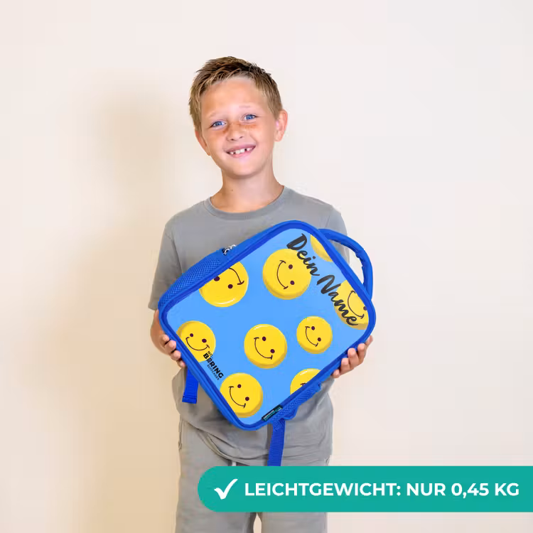 Vrolijke smileyregen Kinderrugzak - Blauw middel -sfeer1_DE