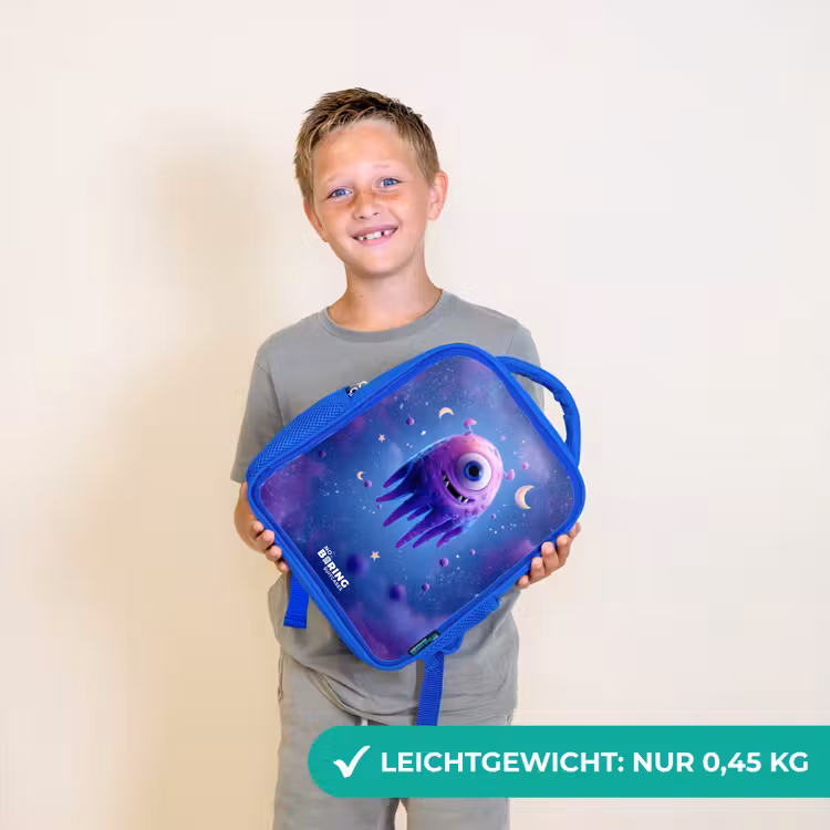 Vrolijk paarsoog in de ruimte Kinderrugzak - Blauw middel -sfeer1_DE