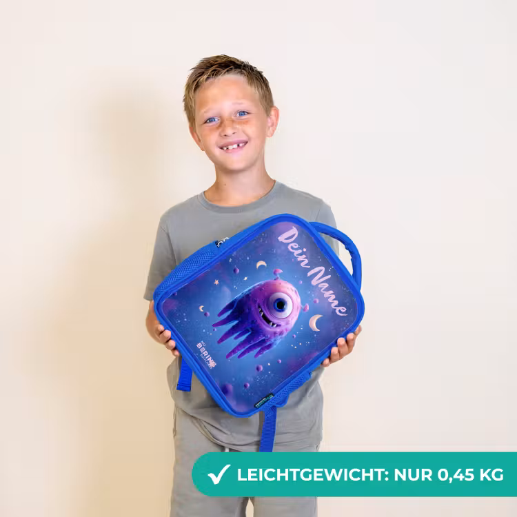 Vrolijk paarsoog in de ruimte Kinderrugzak - Blauw middel -sfeer1_DE