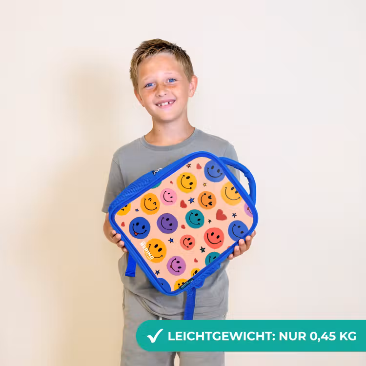 Vrolijk Smiley-patroon Kinderrugzak - Blauw middel -sfeer1_DE