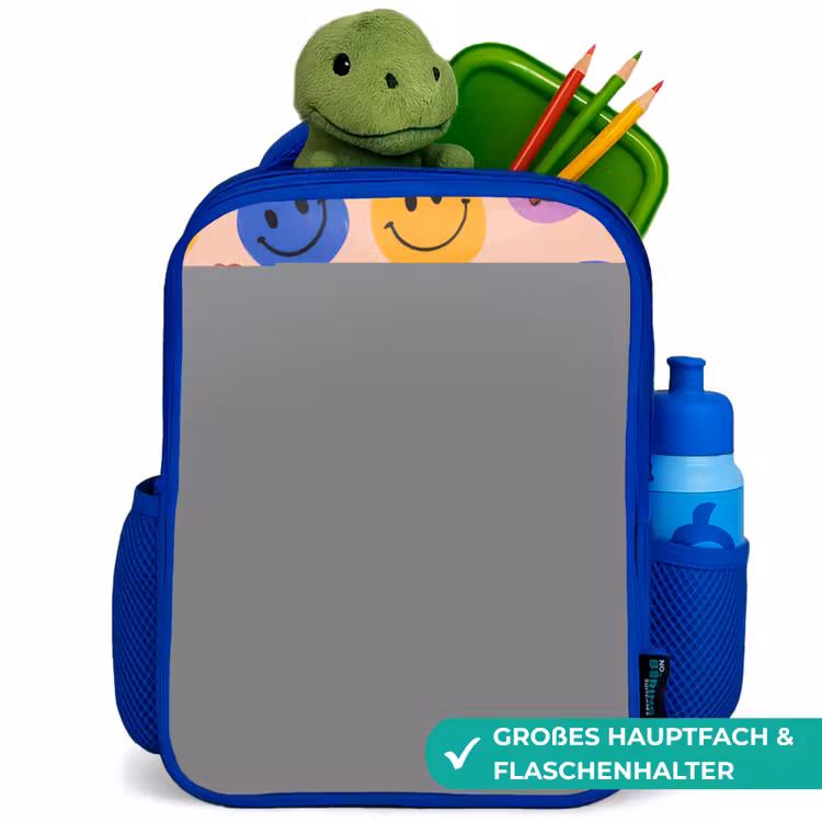 Vrolijk Smiley-patroon Kinderrugzak - Blauw middel -inhoud_DE