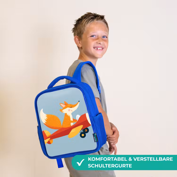 Vos - Vliegtuig - Blauw Kinderrugzak - Blauw middel -sfeer3_DE