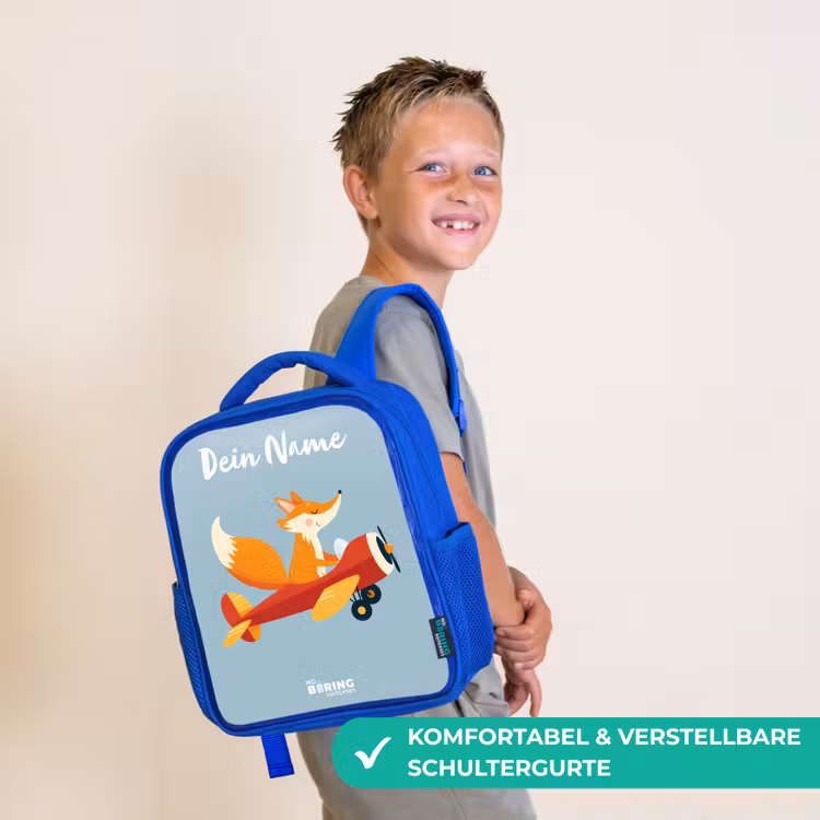 Vos - Vliegtuig - Vliegen Kinderrugzak - Blauw middel -sfeer3_DE