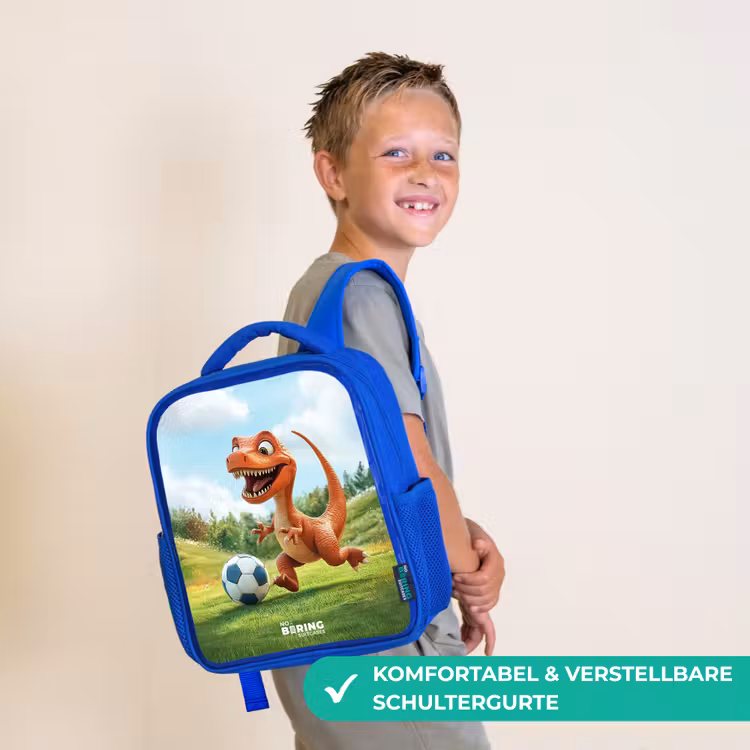 Voetbal - Dino - Sport Kinderrugzak - Blauw middel -sfeer3_DE