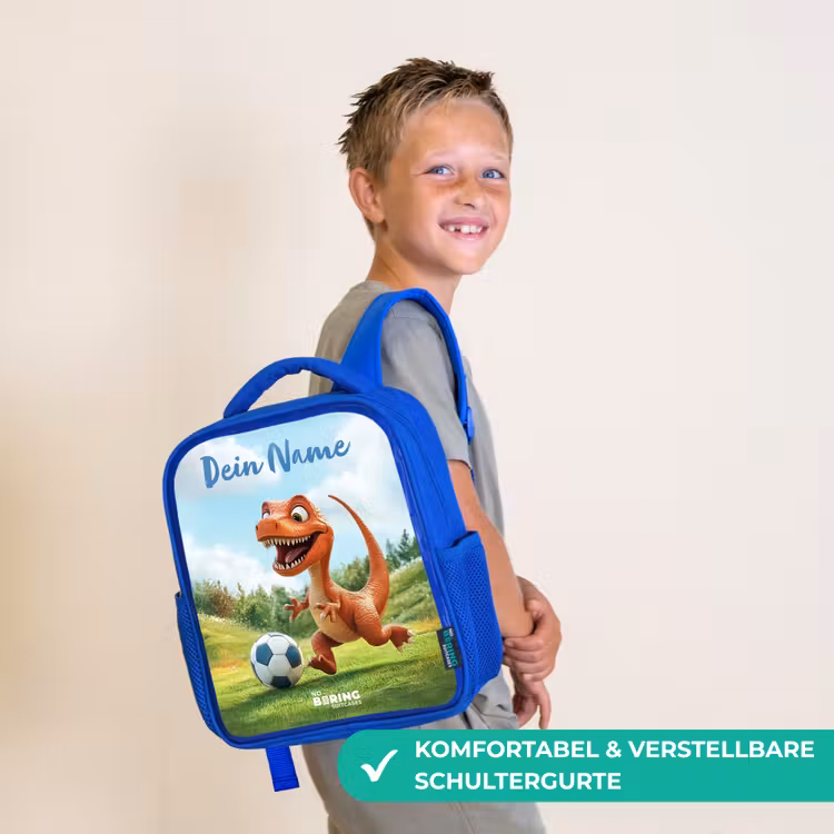 Voetbal - Dino - Sport Kinderrugzak - Blauw middel -sfeer3_DE